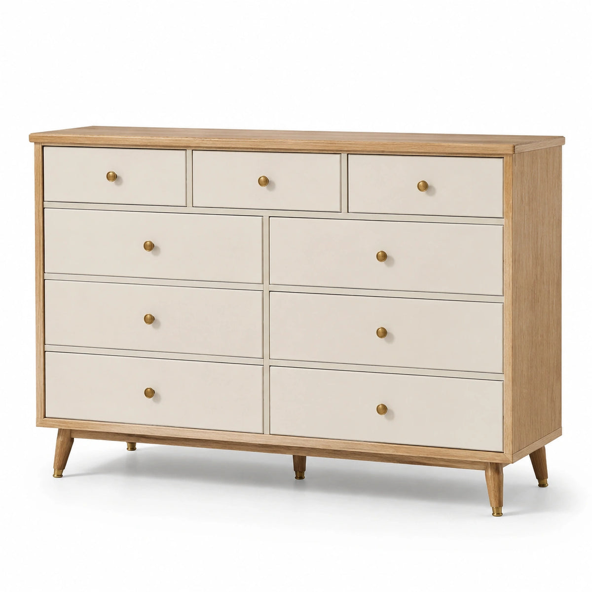 Schubladenschrank aus Eichenholz und MDF mit 9 Schubladen