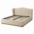 Polsterbett aus Massivholz und Stoff 200x180cm Beige