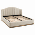 Doppelbett mit Holzrahmen und Polyesterrücken 200x160 cm Beige