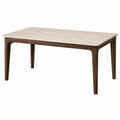 Esstisch rechteckig Travertin-Holz 180 x 90 x 75 cm Beige