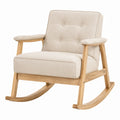 Schaukelstuhl Leinen Eichenholz Beige